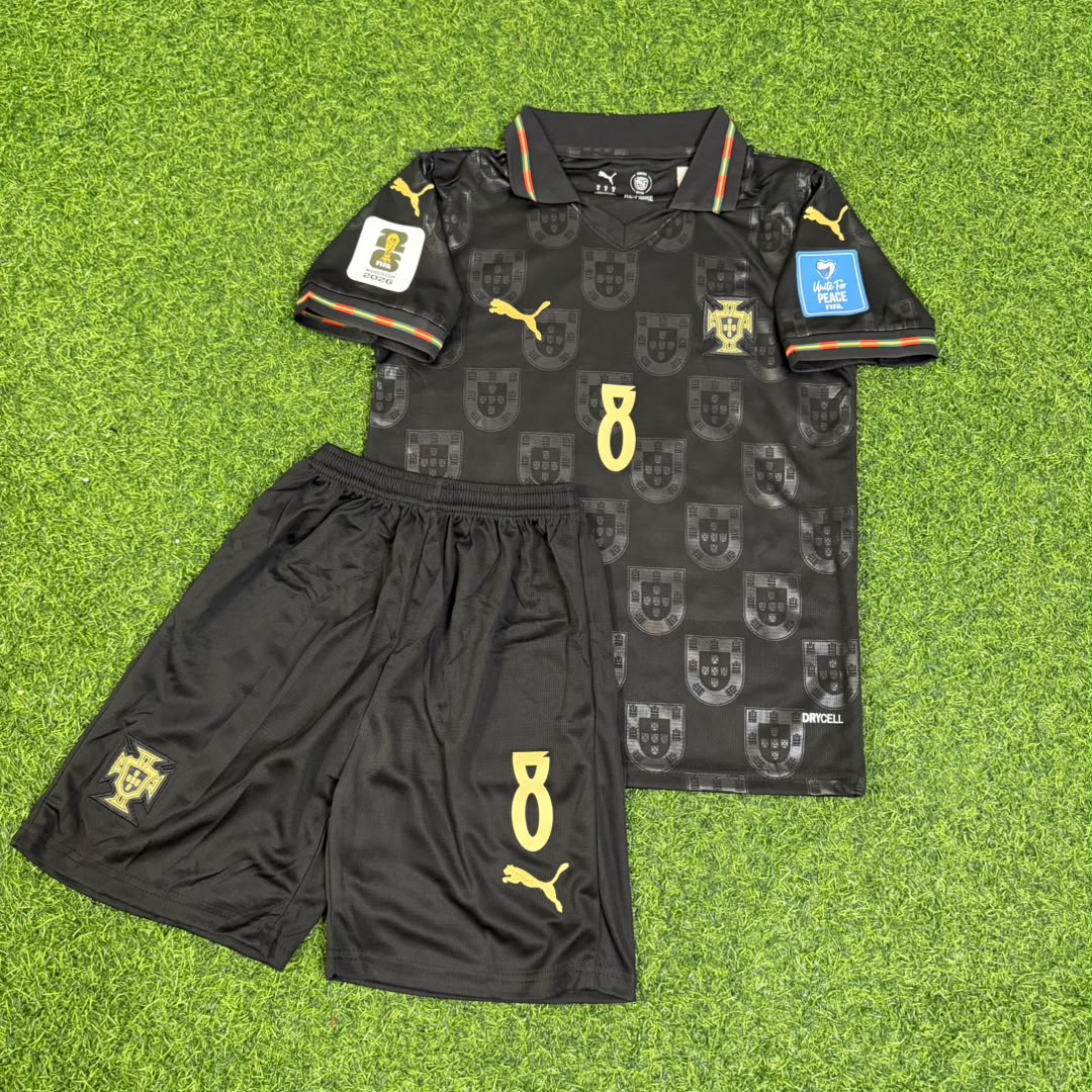 Bruno Fernandes Portugal 2026 World Cup Black Kids Football Jersey