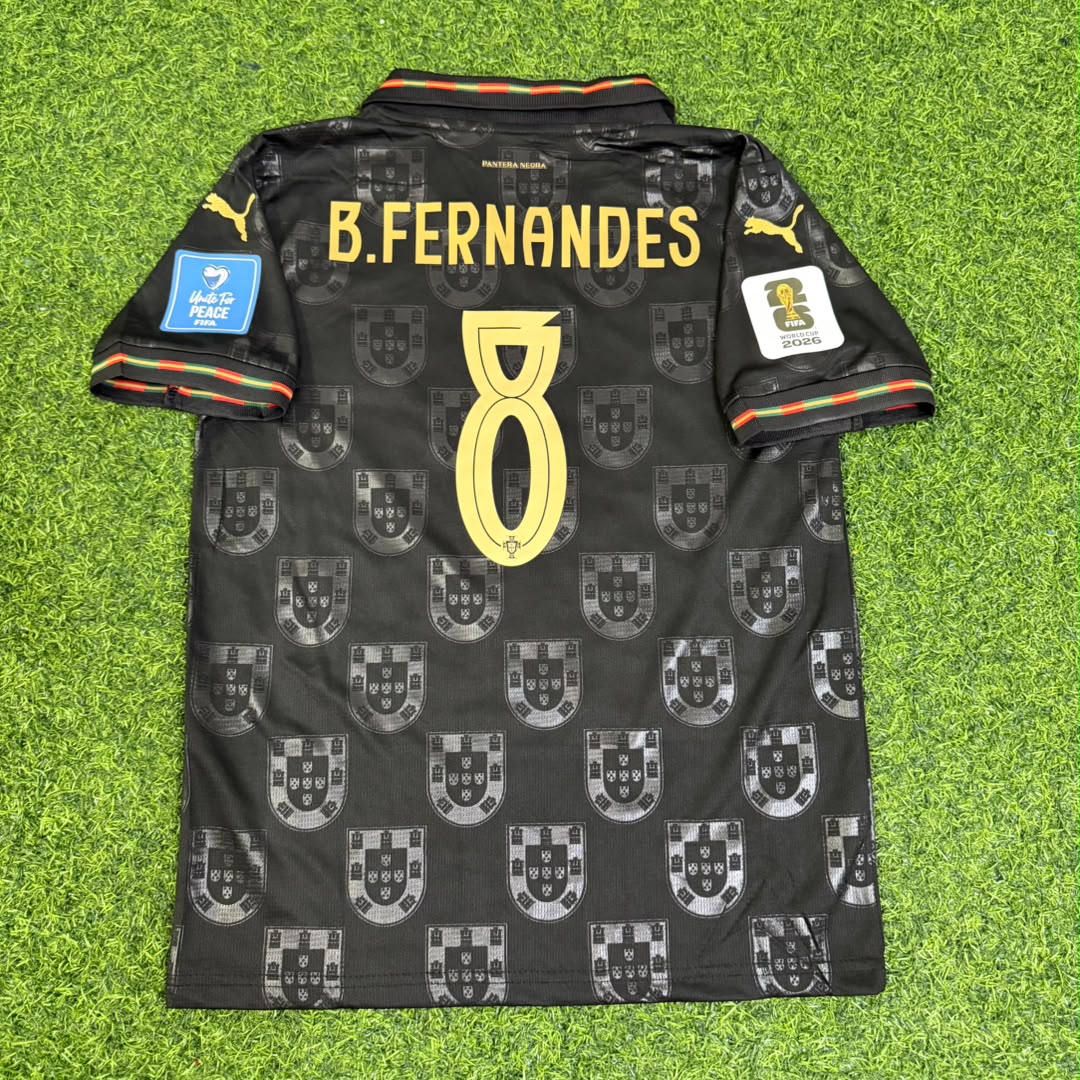 Bruno Fernandes Portugal 2026 World Cup Black Kids Football Jersey