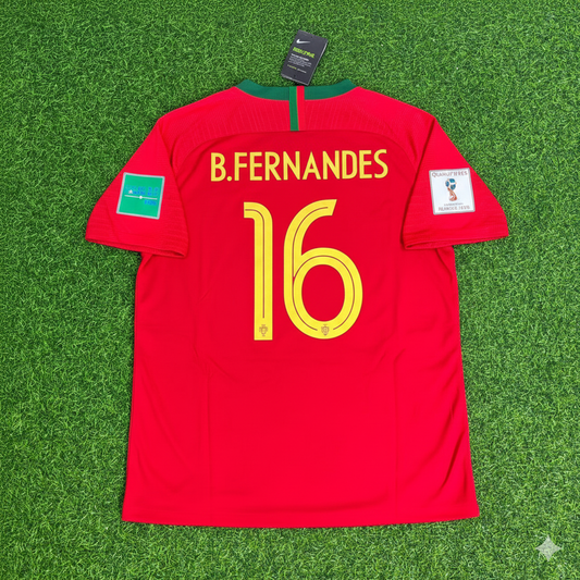 Bruno Fernandes Portugal 2018 World Cup Red Retro Football Jersey