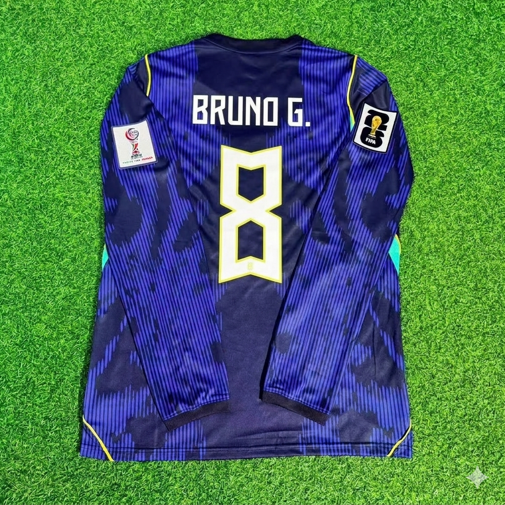Bruno Guimarães 8# Brazil 2026 World Cup Sleeve Blue Away Jersey Trikot