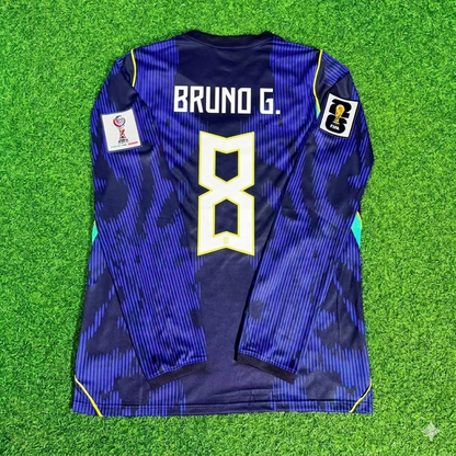 Bruno Guimarães 8# Brazil 2026 World Cup Sleeve Blue Away Jersey Trikot