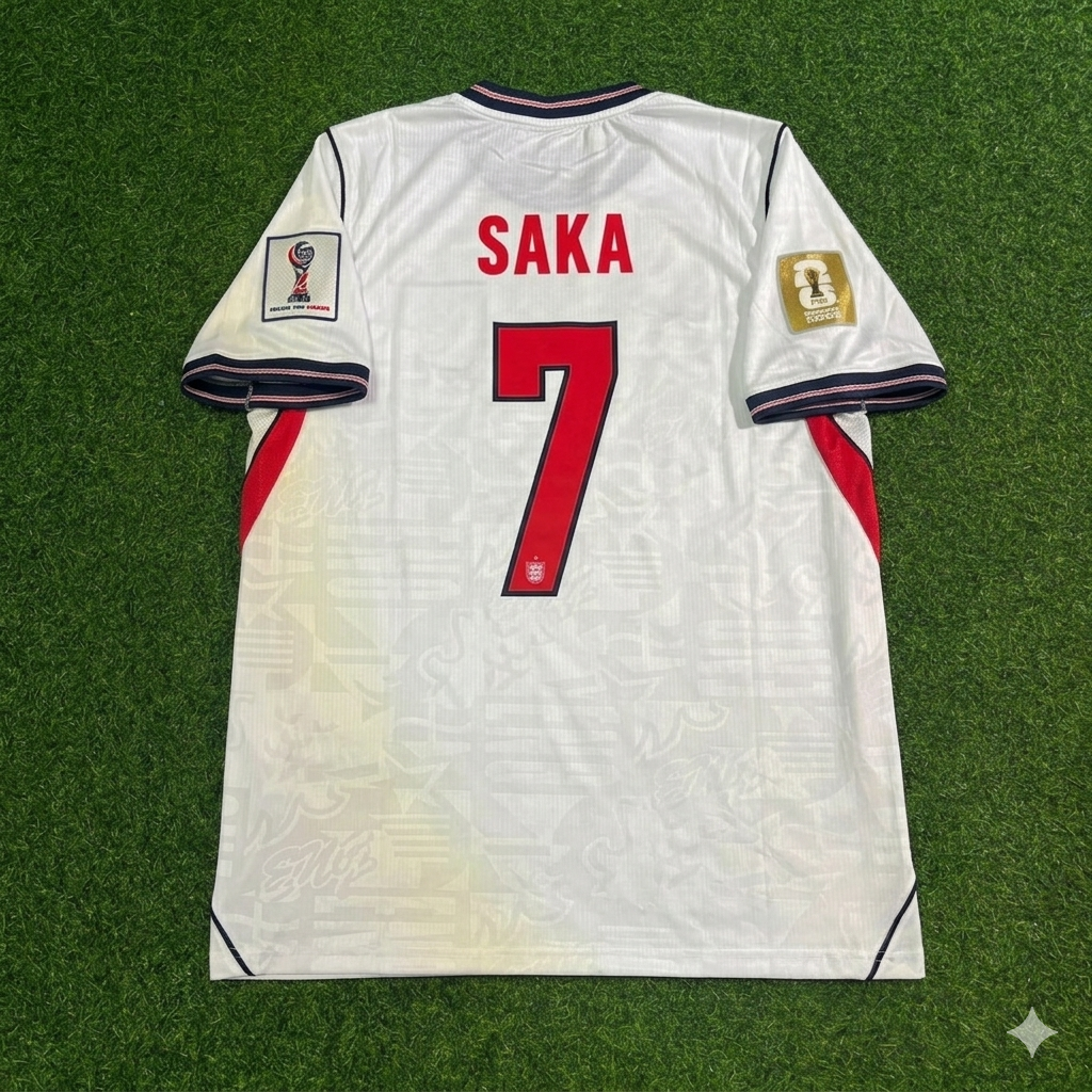 Bukayo Saka #7 England 2026 World Cup Home White Football Jersey