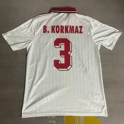 Bülent Korkmaz Türkiye 1996 White Retro Football Jersey