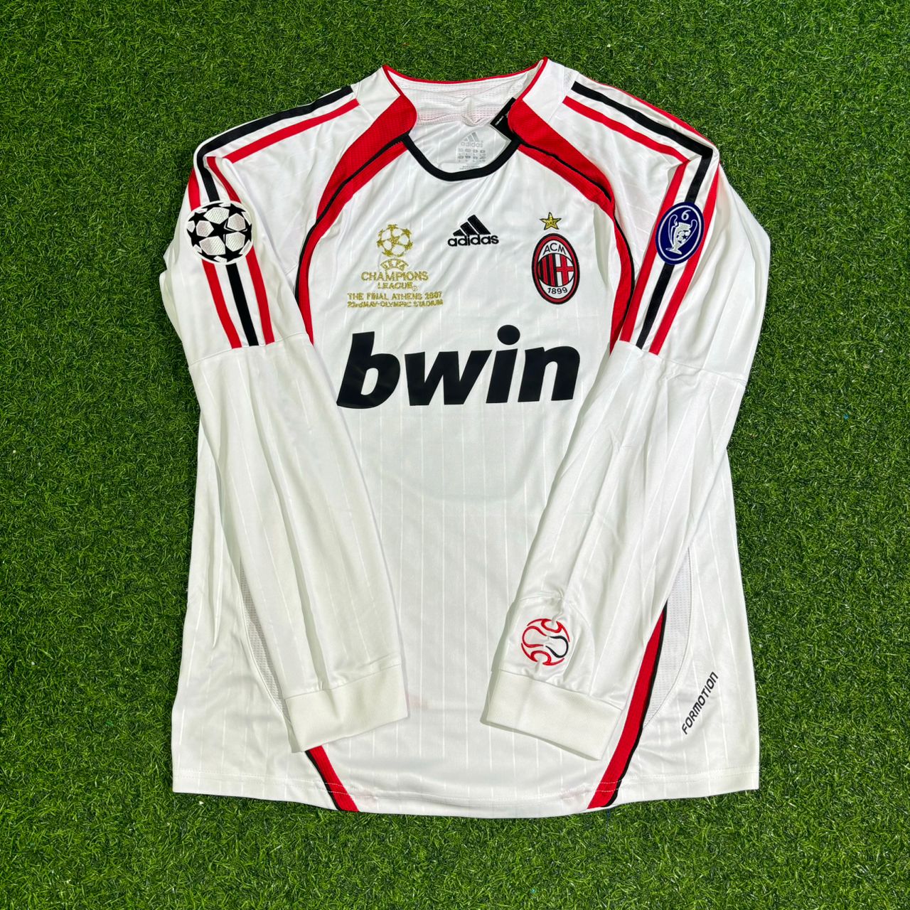 Cafu #2 AC Milan 2007 Champions League Final Away White Long Sleeve Retro Football Jersey