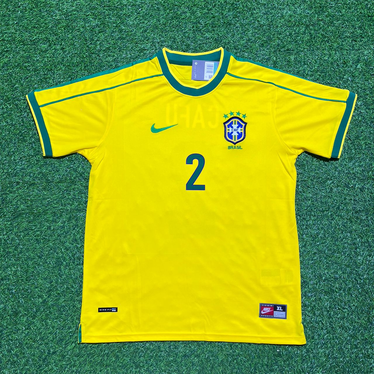 Cafu #2 Brazil 1998 World Cup Home Retro Jersey