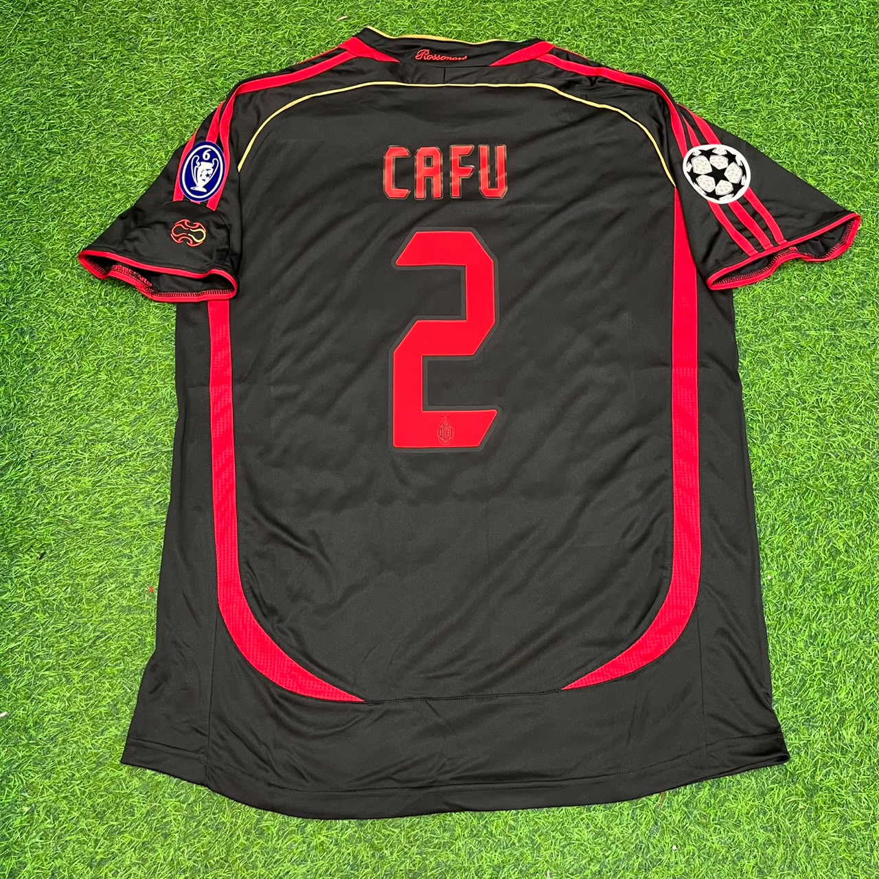 Maillot de football rétro noir Cafu AC Milan 2006-2007