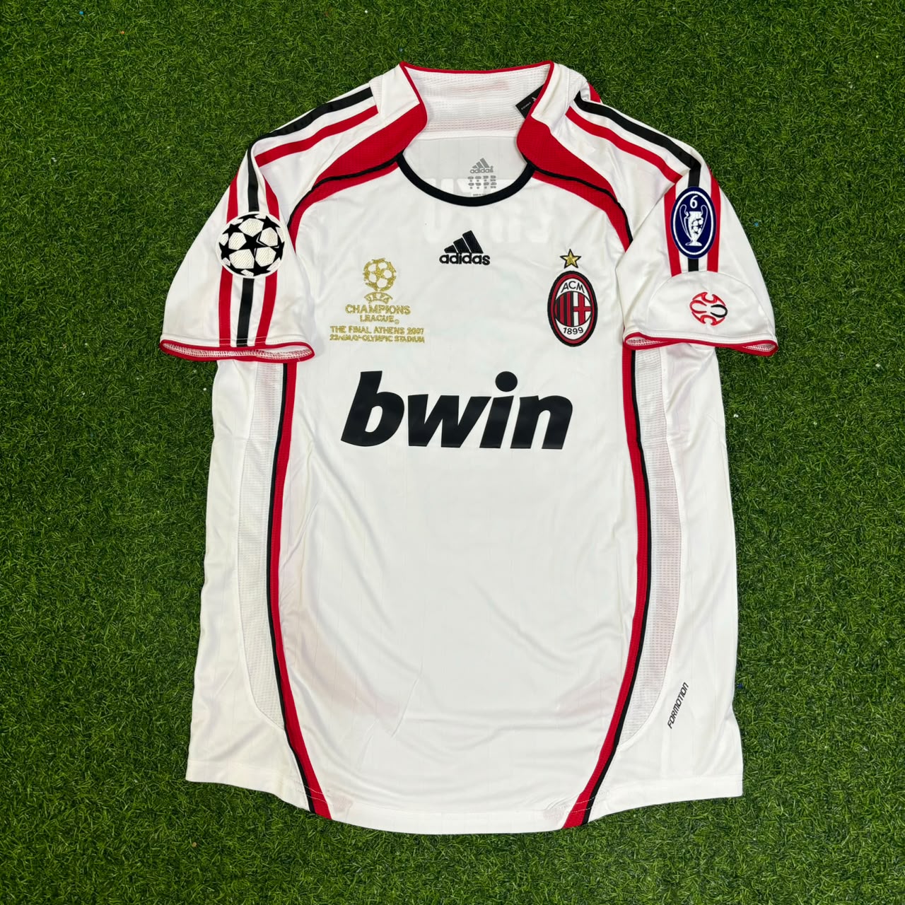 Maillot de football rétro blanc Cafu Milan Final CL 2007