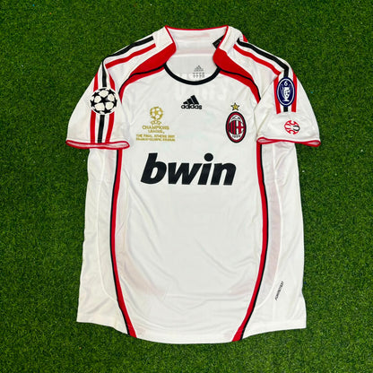 Maillot de football rétro blanc Cafu Milan Final CL 2007