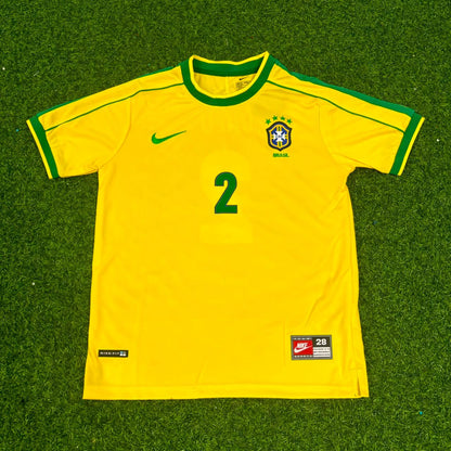 Cafu #2 Brazil 2002 World Cup Winning Captain Retro Home Jersey