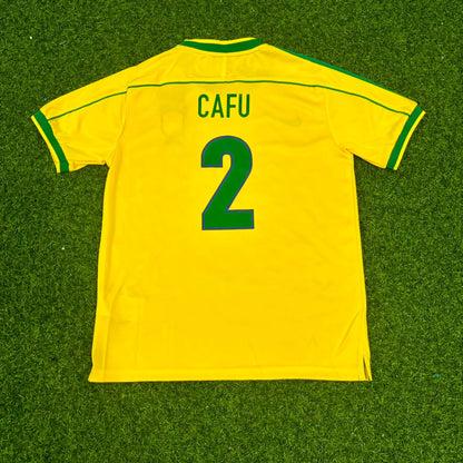 Cafu #2 Brazil 2002 World Cup Winning Captain Retro Home Jersey