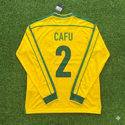 Cafu #2 - Maillot de football rétro à manches longues Brésil
