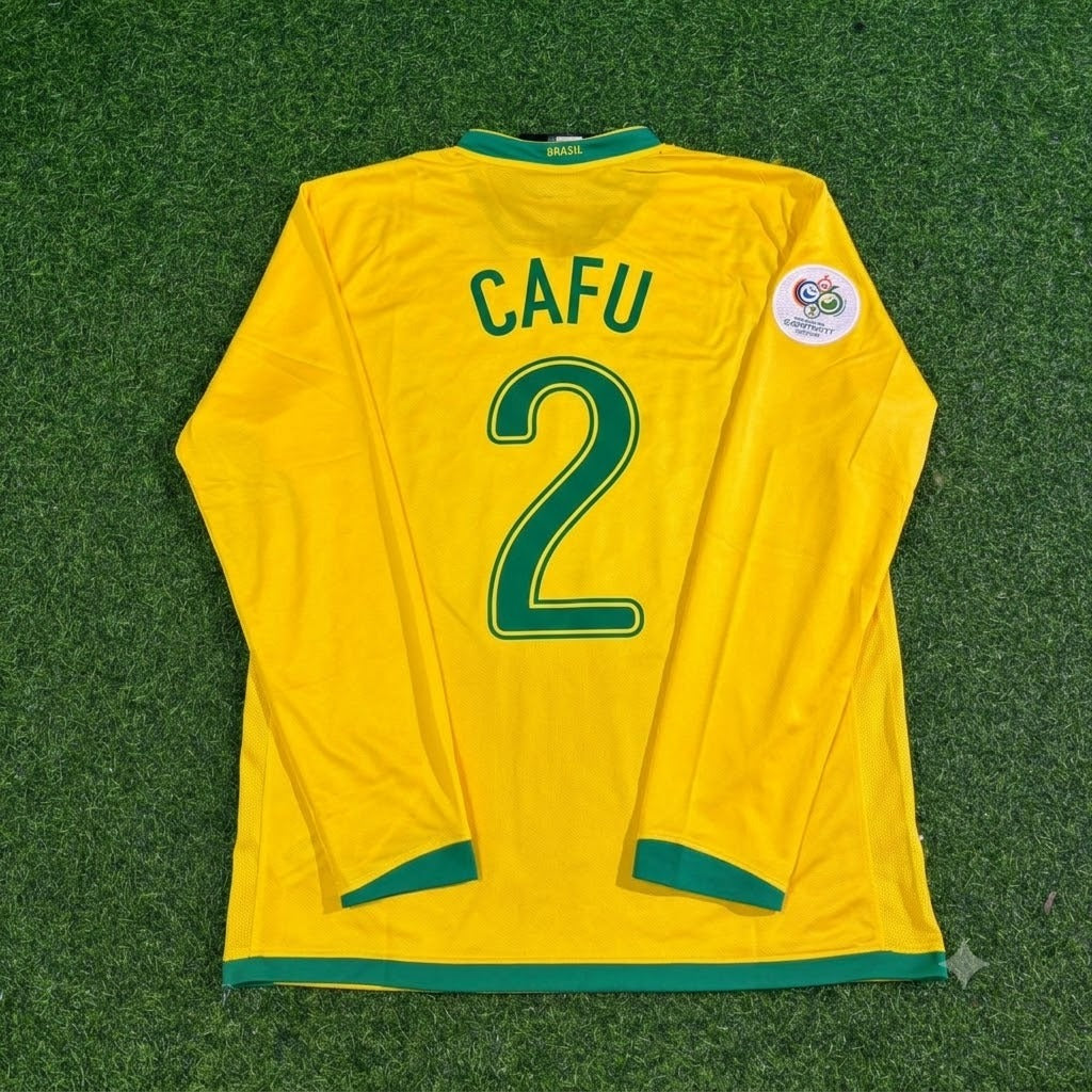 Cafu #2 Brazil 2006 World Cup Long Sleeve Football Jersey