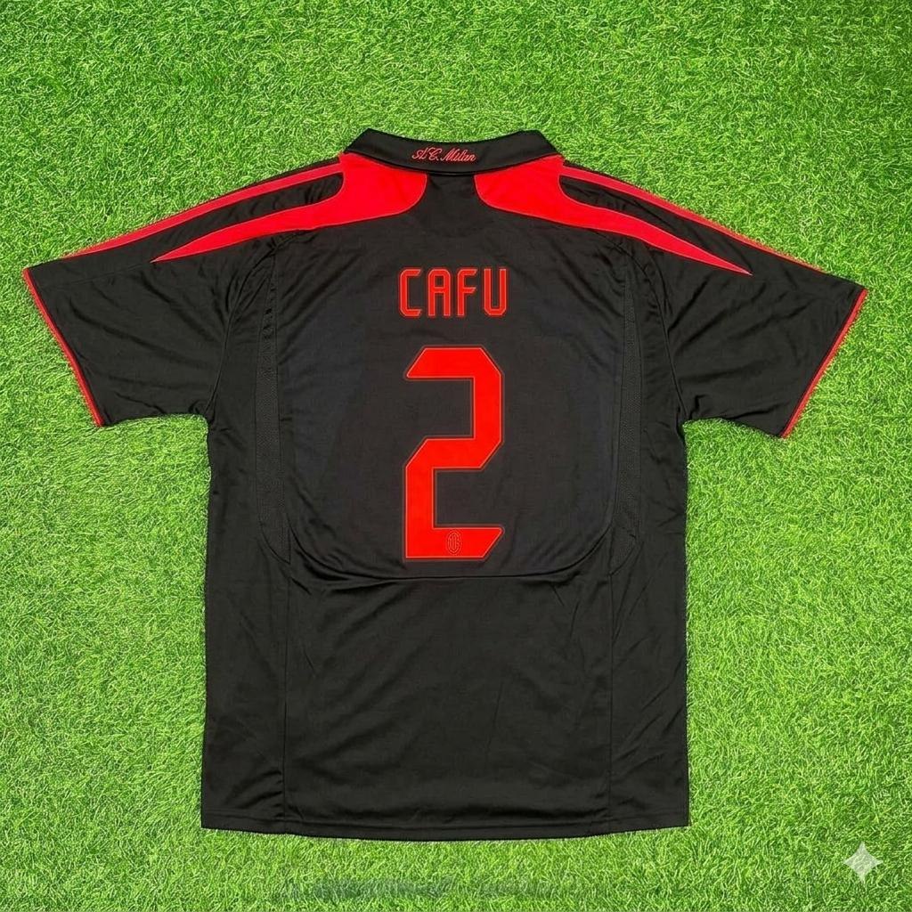 Cafu AC Milan 2007-2008 Black Retro Third Football Jersey