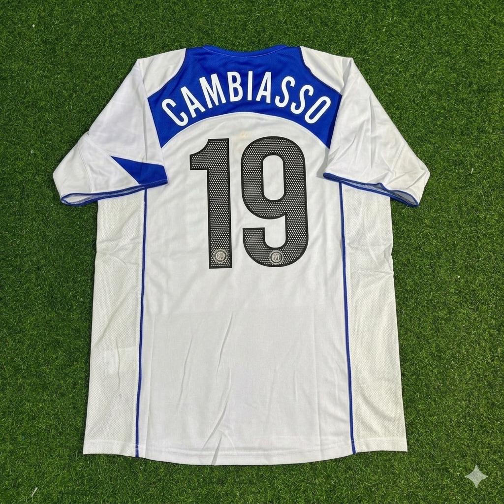 Esteban Cambiasso Inter Milan 2004-2005 Retro White Football Jersey