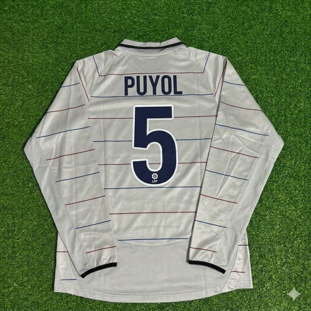Carles Puyol #5 Barcelona 2003 2004 Away Long Sleeve Retro Football Jersey Kit
