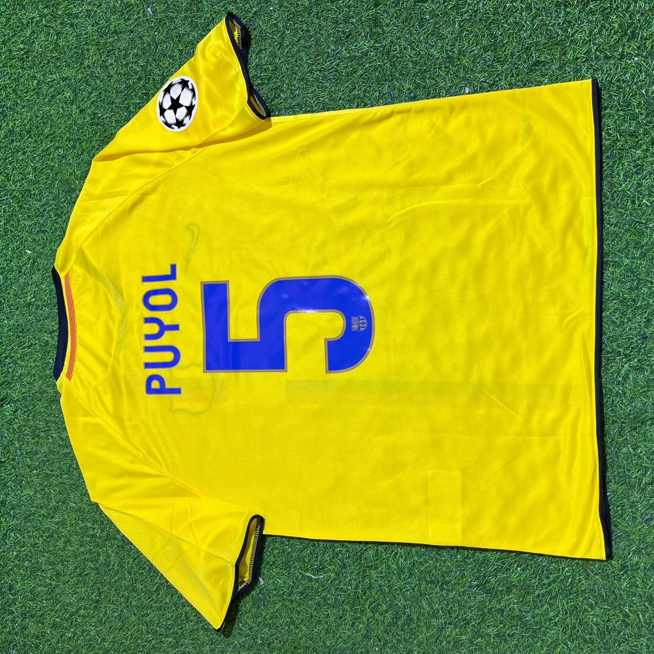 Carles Puyol 2008-09 Barcelona Yellow Retro Jersey