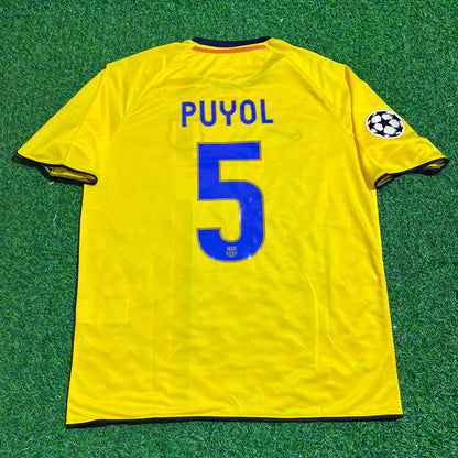 Carles Puyol 2008-09 Barcelona Yellow Retro Jersey