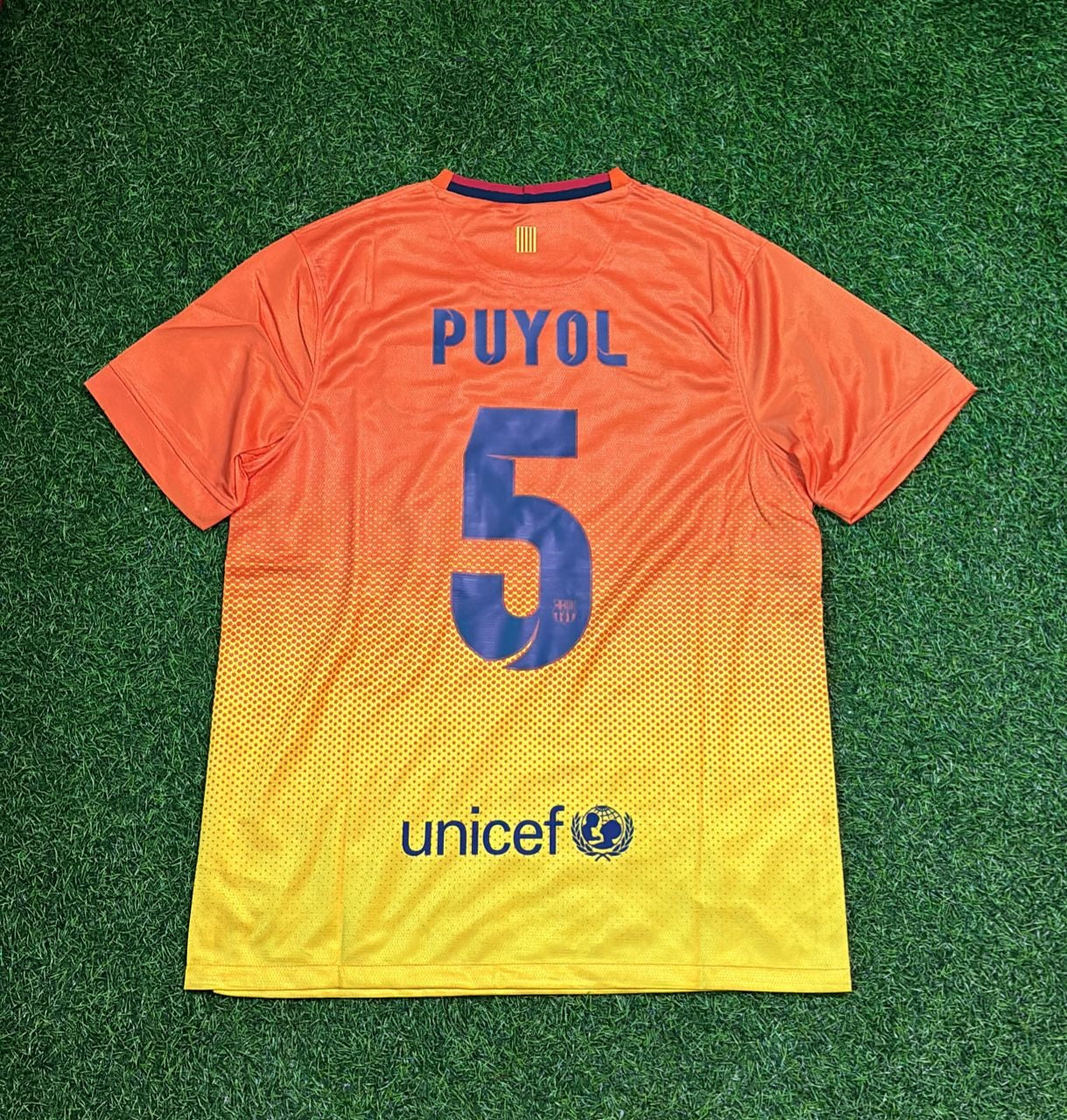 Carles Puyol 5 – Barcelona 2012–2013 Orange Retro Kit Jersey – | Trikot | Maillot Soccer Shirt