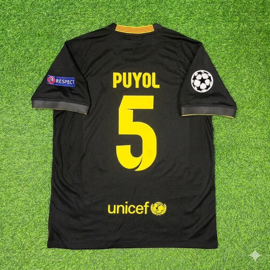 Carles Puyol #5 Barcelona 2013-2014 Black Retro Football Jersey