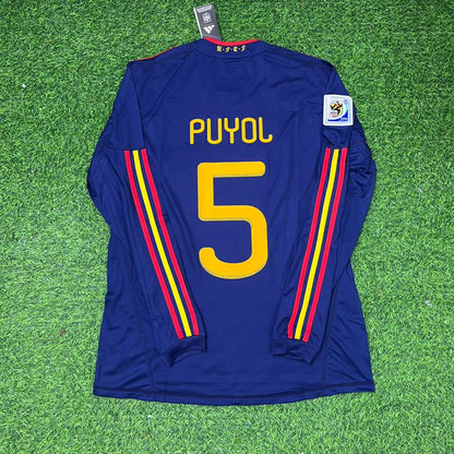 Carles Puyol Spain 2010 World Cup Final Long Sleeve Retro Football Jersey