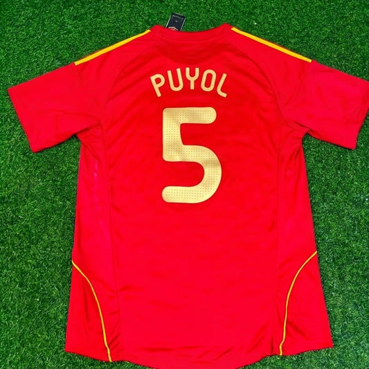 Carles Puyol #5 Spain EURO 2008 Red Home Retro Football Jersey