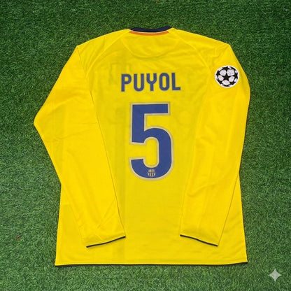 Carles Puyol FC Barcelona 08/09 Season Yellow Away Retro Jersey Trikot Soccer Shirt