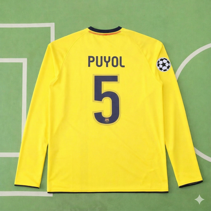 Carles Puyol FC Barcelona 08/09 Season Yellow Away Retro Jersey Trikot Soccer Shirt