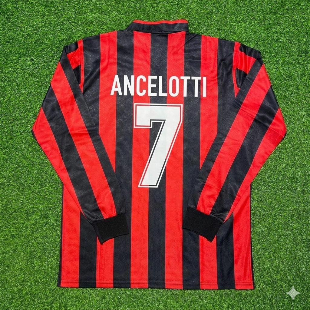 Carlo Ancelotti #7 AC Milan 1989-1990 Retro Long Sleeve Football Jersey