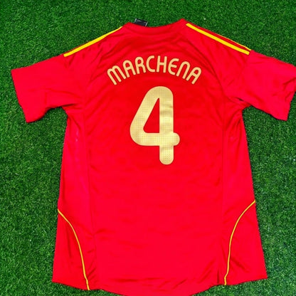 Carlos Marchena #4 Spain EURO 2008 Red Home Retro Football Jersey