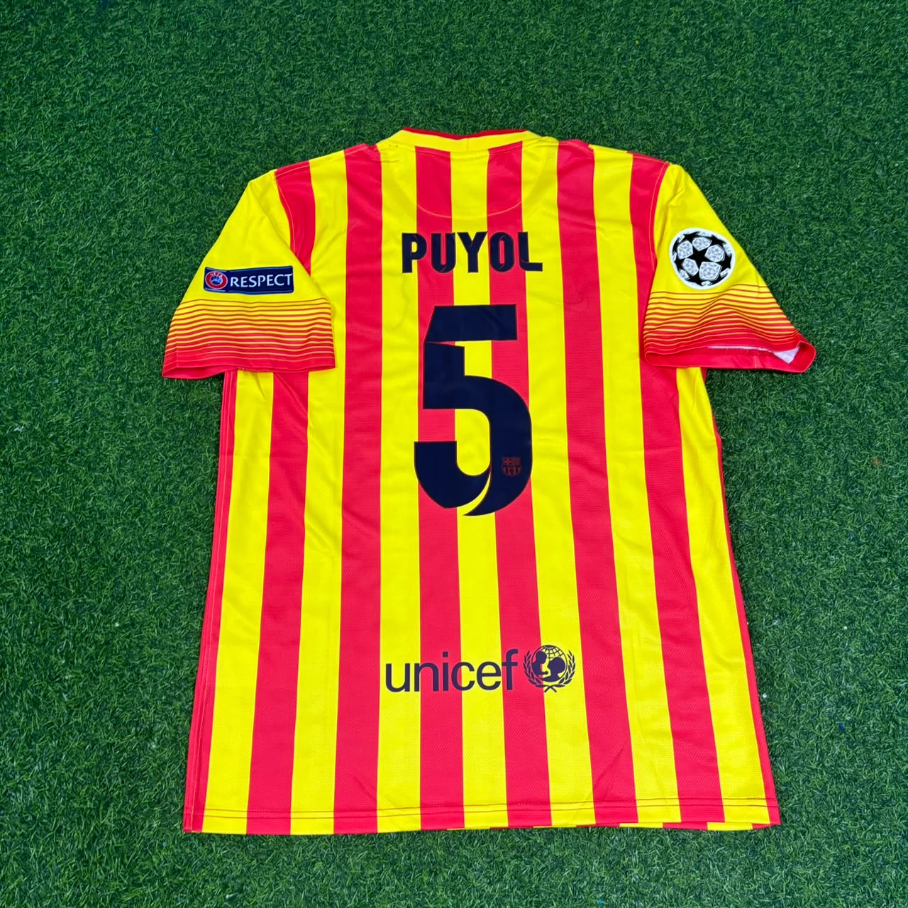 Carles Puyol 5 - Barcelona 2013/2014 Yellow Red Retro Jersey Trikot
