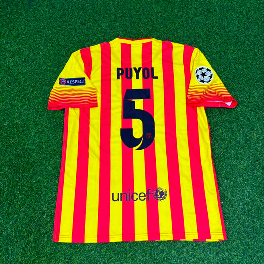 Carles Puyol 5 - Barcelona 2013/2014 Yellow Red Retro Jersey Trikot