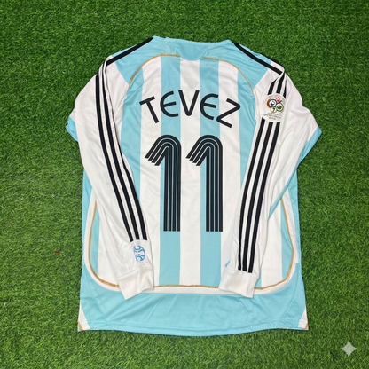 Carlos Tevez #11 Argentina 2006 World Cup Retro Long Sleeve Football Jersey