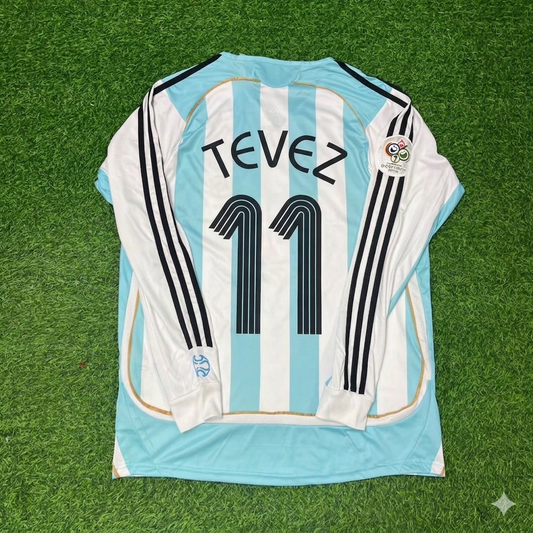 Carlos Tevez #11 Argentina 2006 World Cup Retro Long Sleeve Football Jersey