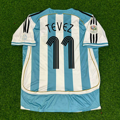 Carlos Tevez Argentina 2006 World Cup Retro Soccer Jersey Maillot Trikot