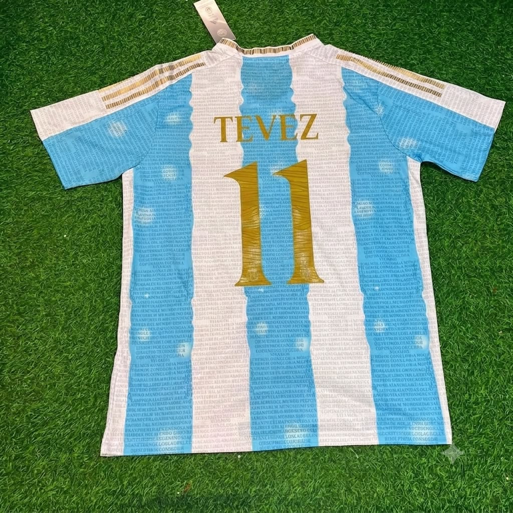 Carlos Tevez Argentina Commerative Anniversary Football Jersey Trikot Maillot