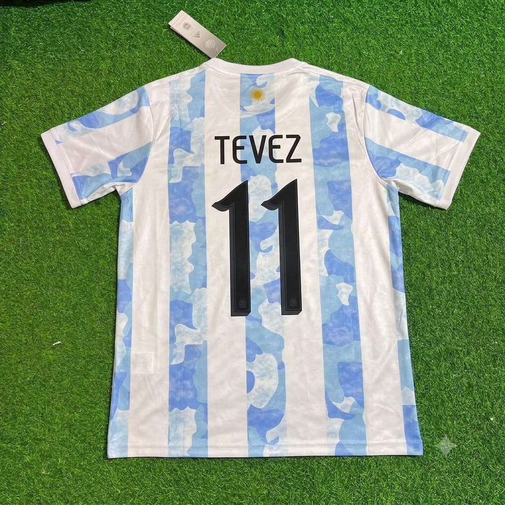Carlos Tevez - Argentina Retro Kit Jersey Trikot Maillot Soccer Shirt