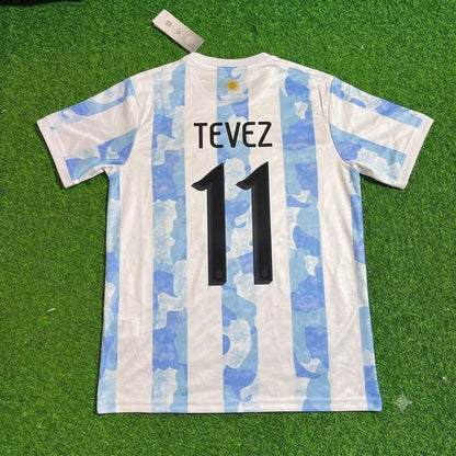 Carlos Tevez - Argentina Retro Kit Jersey Trikot Maillot Soccer Shirt