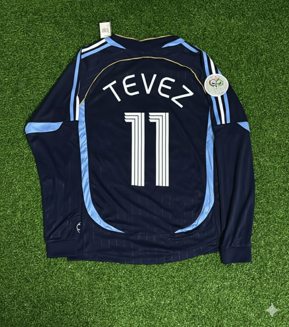 Carlos Tevez Argentina 2006 World Cup Long Sleeve Retro Football Jersey Kit