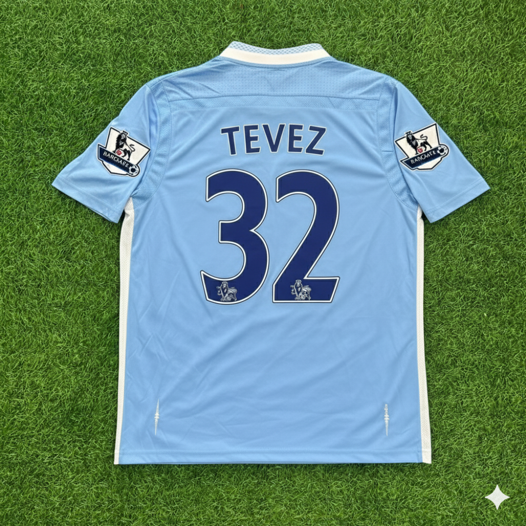 Carlos Tevez 32 Manchester City 2011/12 Home Kit Blue Retro Jersey Trikot Jersey Maillot Soccer Shirt
