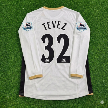 Carlos Tevez #32 Manchester United 2006-2007 White Retro Long Sleeve Football Jersey