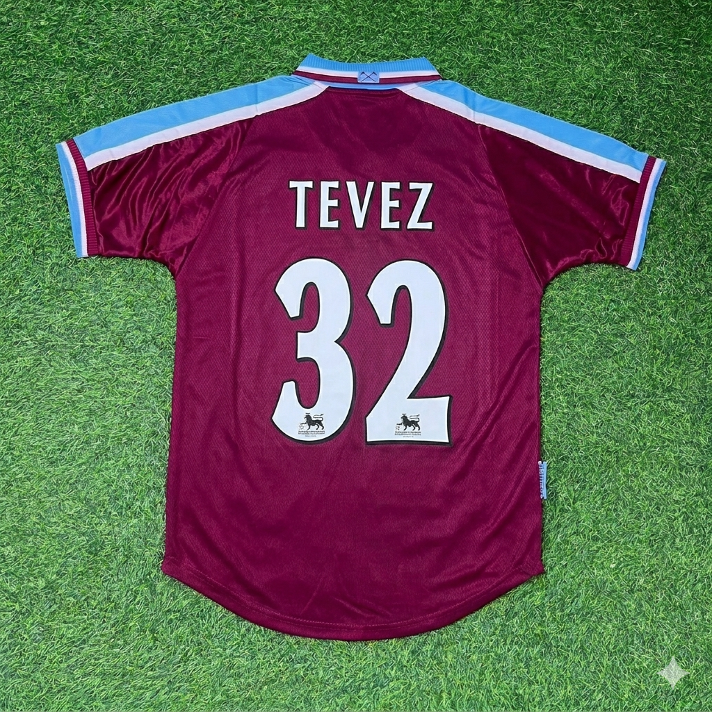 Carlos Tevez #32 West Ham United Home Retro Football Jersey