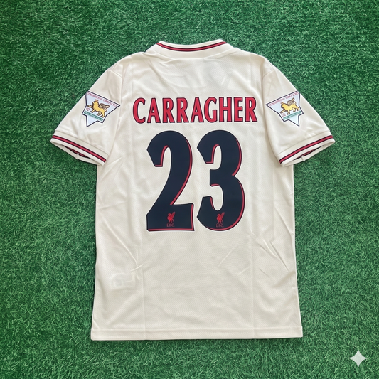 Jamie Carragher Liverpool 1996 1997 Retro Away White Retro Jersey