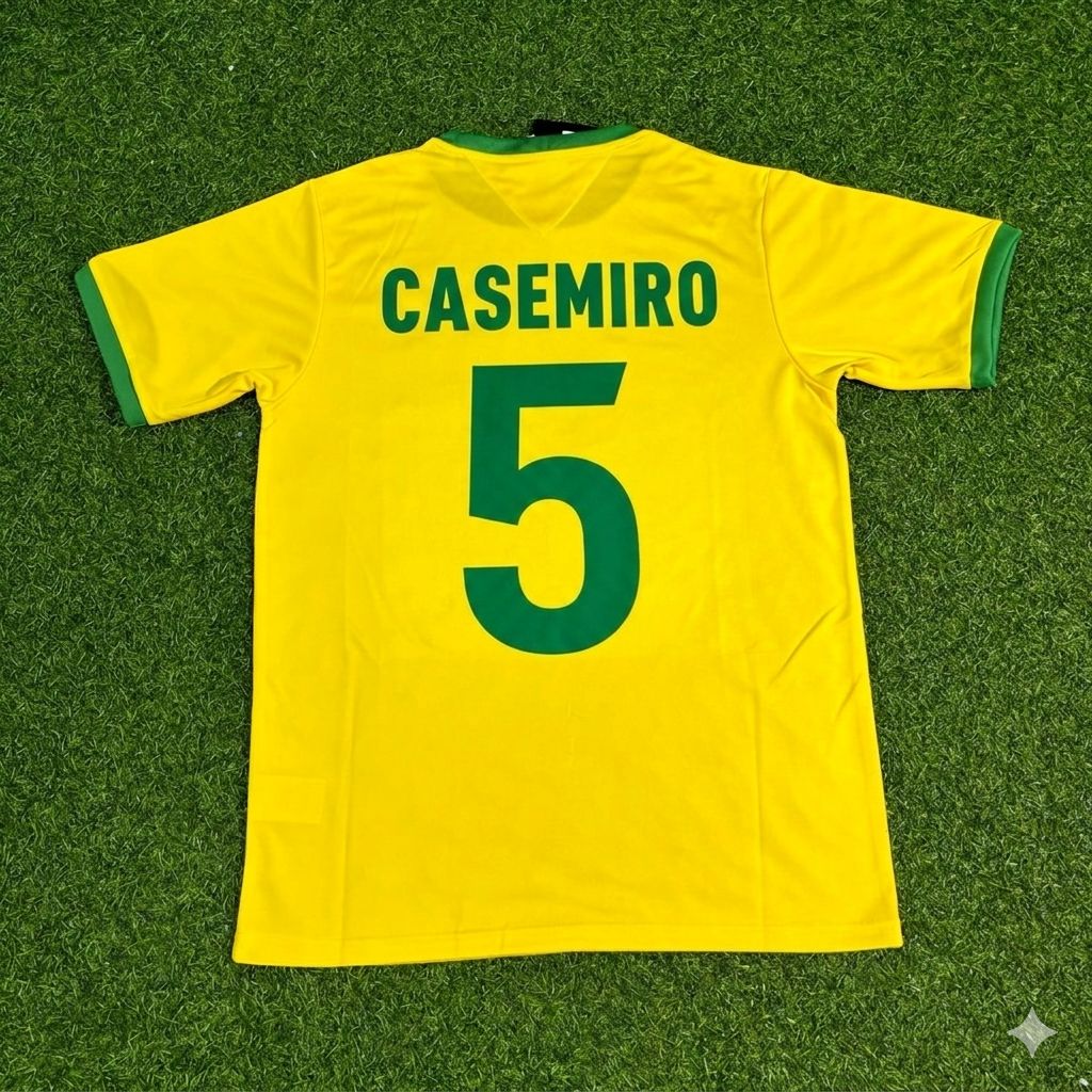 Casemiro Brazil Retro Home Football Jersey Trikot Maillot