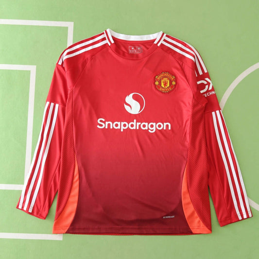 Manchester United Long Sleeve 2024 2025 Home Red New Season Jersey Maillot Trikot Maglia