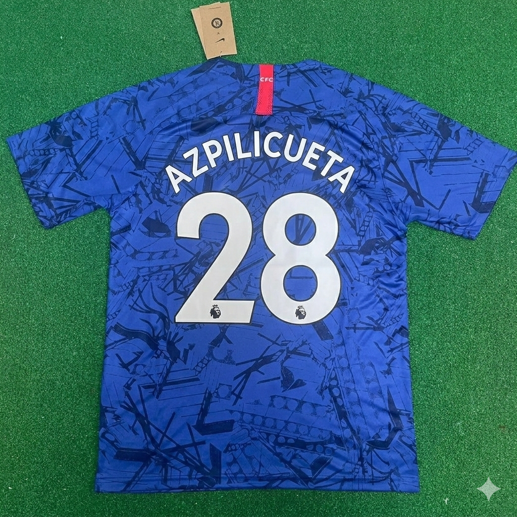 Cesar Azpilicueta #28 Chelsea 2019 2020 Blue Retro Kit Jersey Trikot Maglia Maillot Soccer Shirt