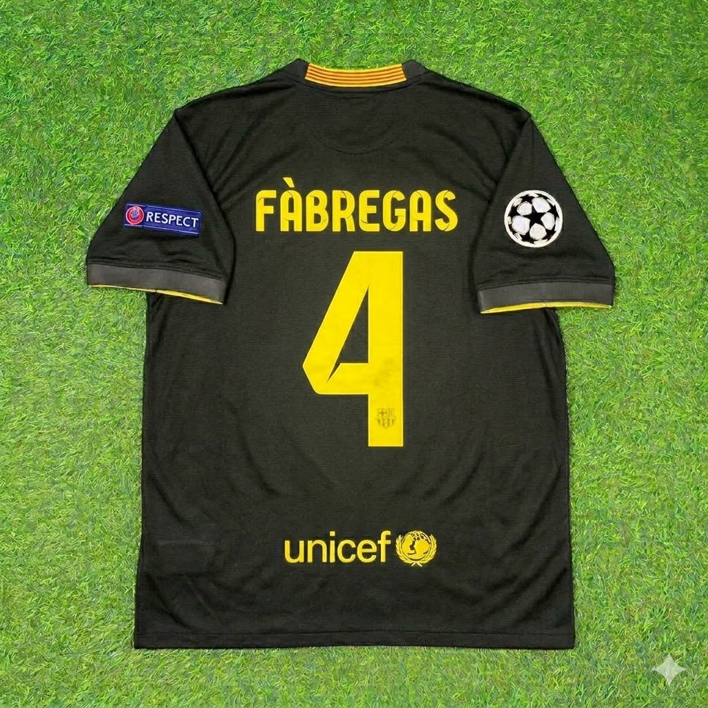 Cesc Fàbregas #4 Barcelona 2013-2014 Black Retro Football Jersey