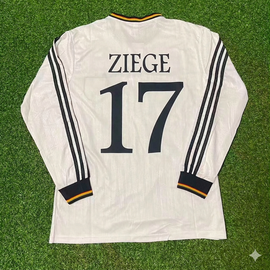 Christian Ziege #17 Germany EURO 1996 Final Home Long Sleeve Retro Football Jersey Kit