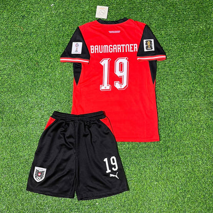 Christoph Baumgartner 19 Österreich 2026 Weltmeisterschaft Kinder Retro Fußballtrikot