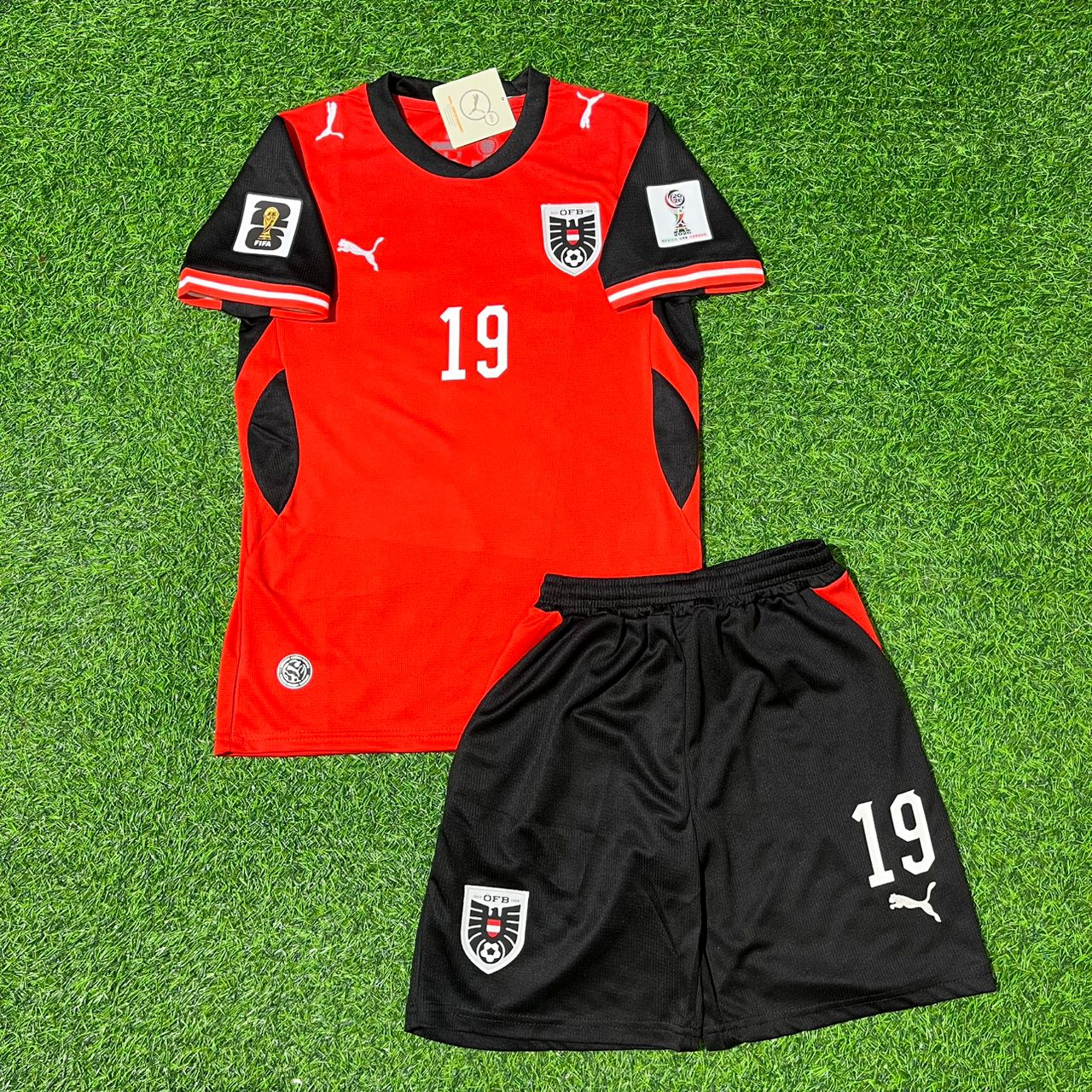 Christoph Baumgartner 19 Österreich 2026 Weltmeisterschaft Kinder Retro Fußballtrikot