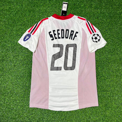 Clarence Seedorf AC Milan 2003 Champions League Final Old Trafford White Retro Jersey Maglia Maillot
